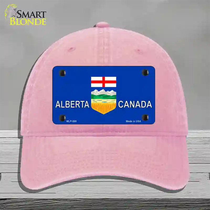 Alberta Canada Novelty License Plate Hat Unconstructed Cotton / Pink
