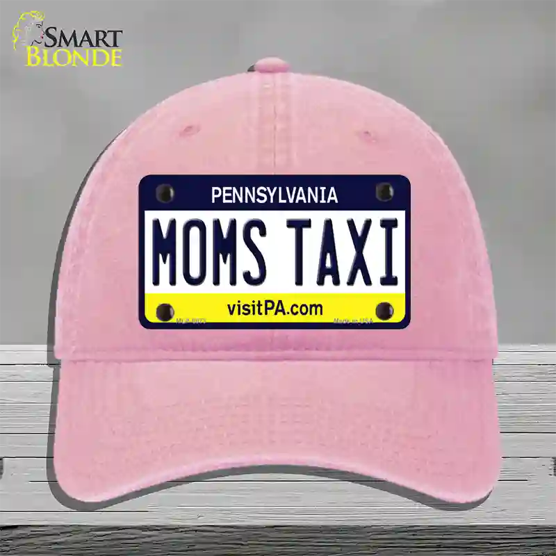 Moms Taxi Pennsylvania State Novelty License Plate Hat Unconstructed Cotton / Pink