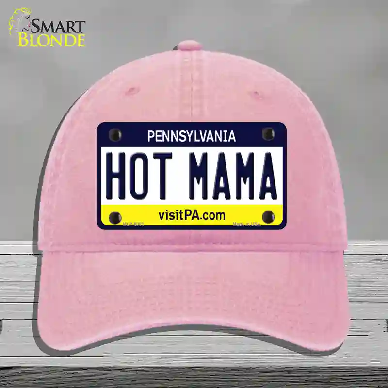 Hot Mama Pennsylvania State Novelty License Plate Hat Unconstructed Cotton / Pink