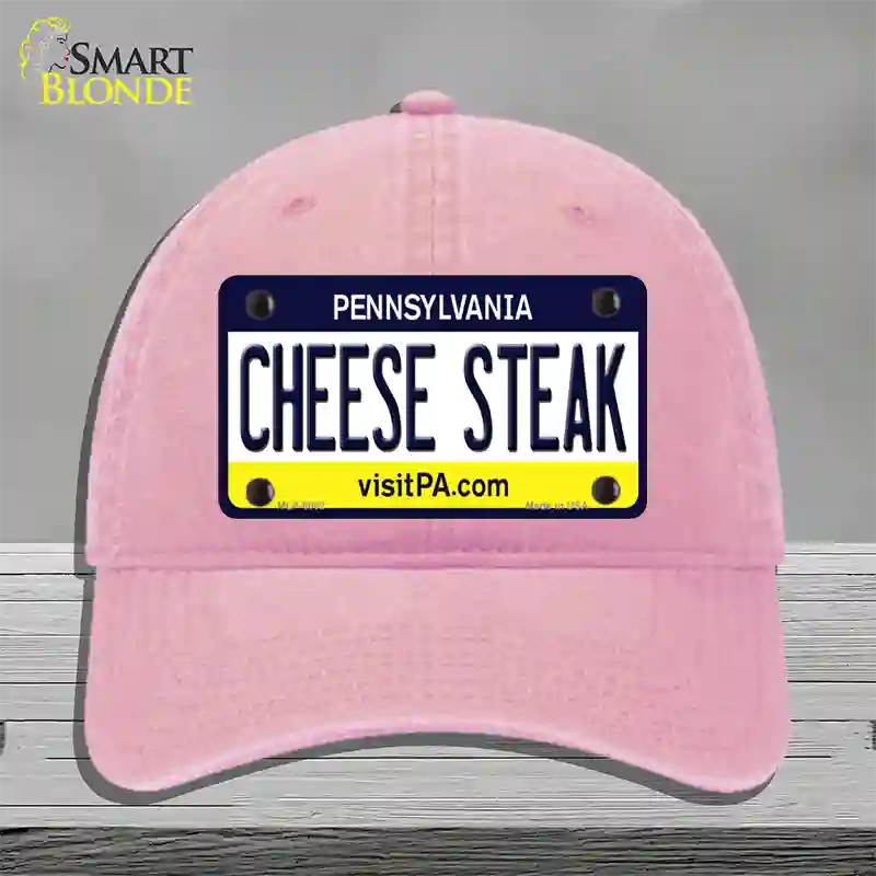 Cheese Steak Pennsylvania State Novelty License Plate Hat Unconstructed Cotton / Pink