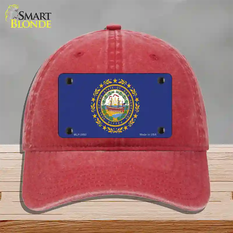 New Hampshire State Flag Novelty License Plate Hat Unconstructed Cotton / Red