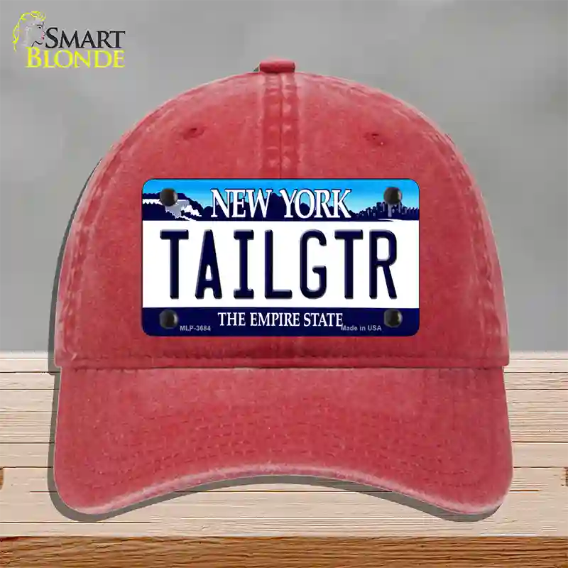 Tailgtr New York Novelty License Plate Hat Unconstructed Cotton / Red