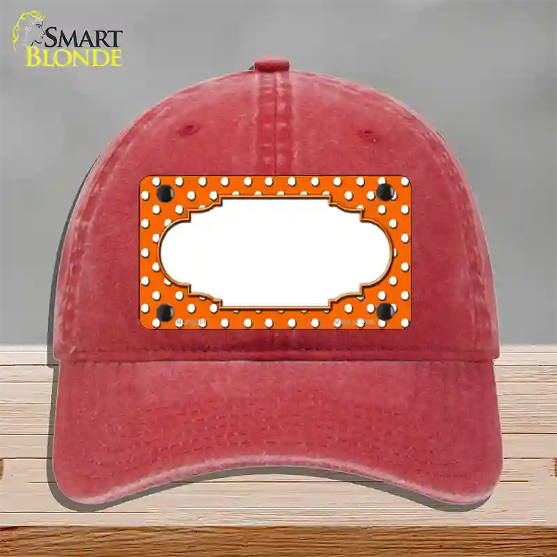 Scallop Orange White Polka Dot Novelty License Plate Hat Unconstructed Cotton / Red