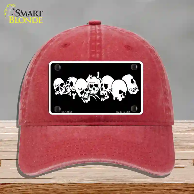 Skulls Novelty License Plate Hat Unconstructed Cotton / Red