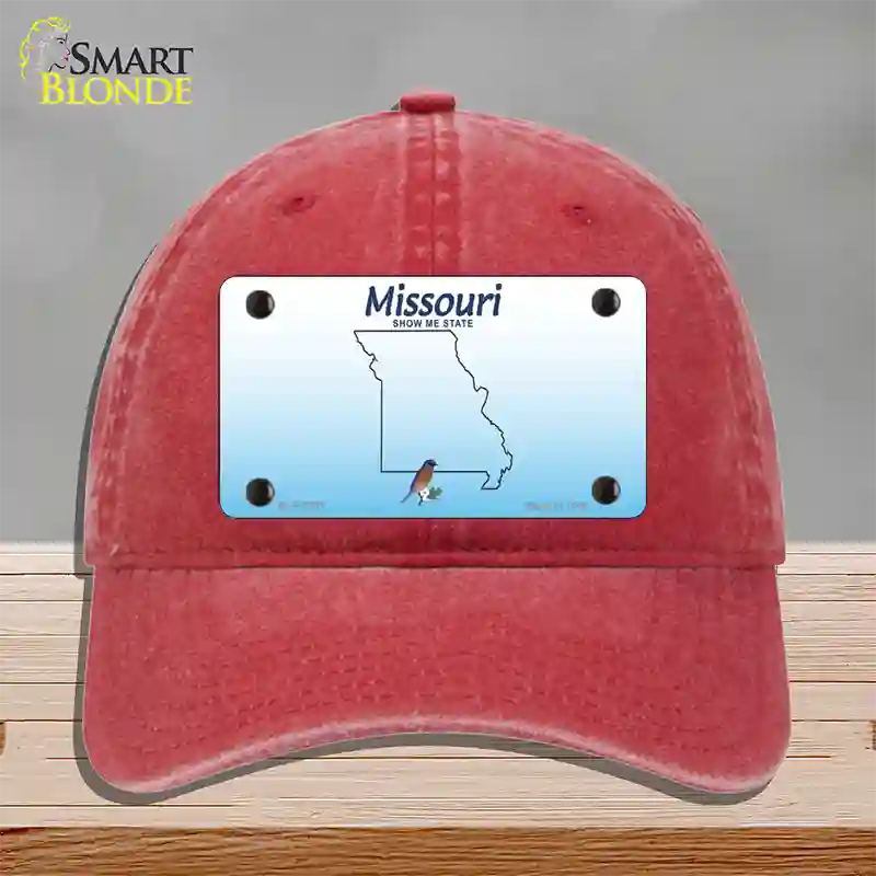 Missouri Show Me Blank Novelty License Plate Hat Unconstructed Cotton / Red