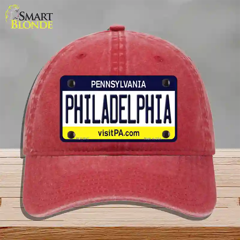 Philadelphia Pennsylvania State Novelty License Plate Hat Unconstructed Cotton / Red