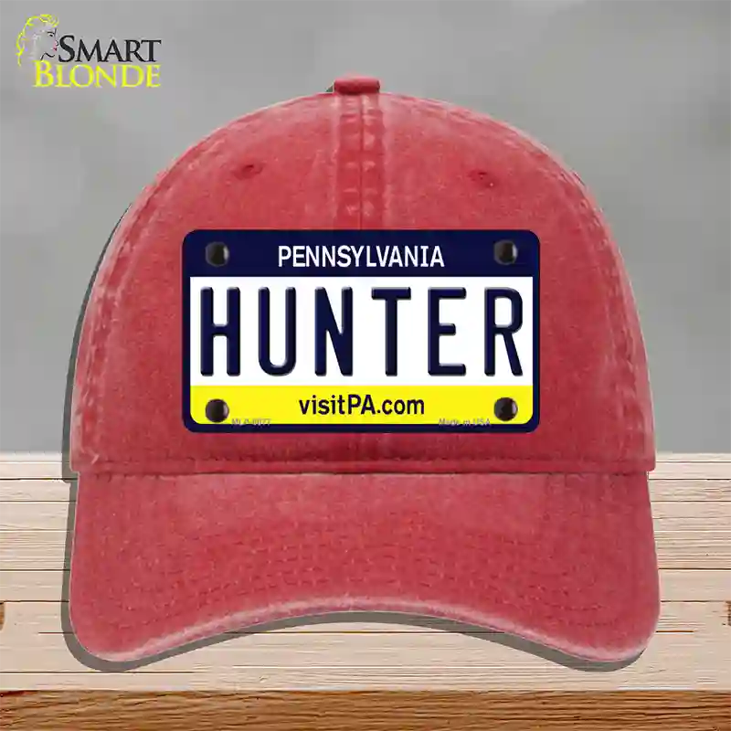 Hunter Pennsylvania State Novelty License Plate Hat Unconstructed Cotton / Red