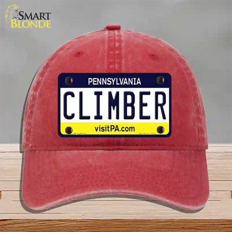 Climber Pennsylvania State Novelty License Plate Hat Unconstructed Cotton / Red