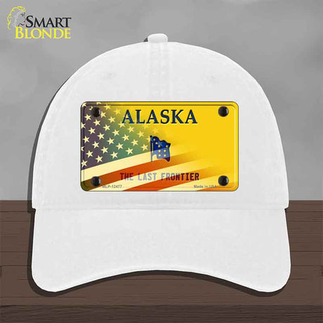 Alaska with American Flag Novelty License Plate Hat HAT-MLP-12477