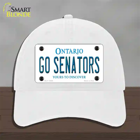 Go Senators Novelty License Plate Hat Tag Unconstructed Cotton / White