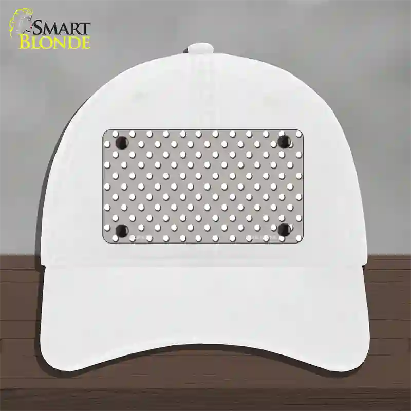Grey Polka Dot Novelty License Plate Hat Unconstructed Cotton / White