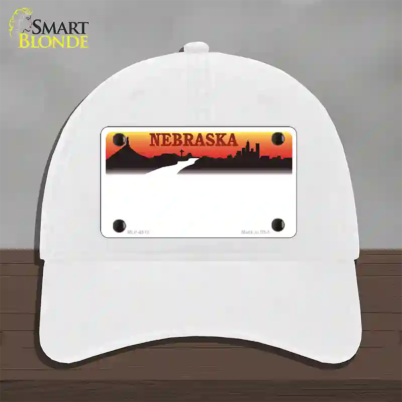 Nebraska Amber State Blank Novelty License Plate Hat Unconstructed Cotton / White