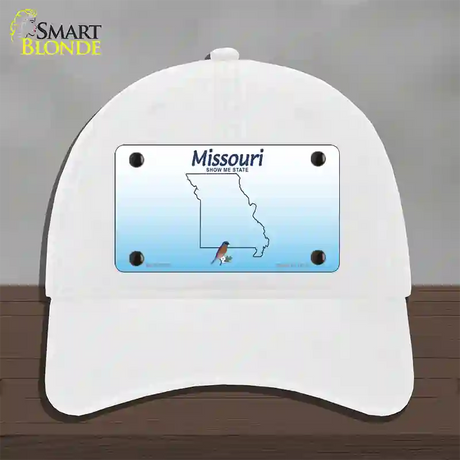 Missouri Show Me Blank Novelty License Plate Hat Unconstructed Cotton / White