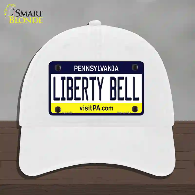 Liberty Bell Pennsylvania State Novelty License Plate Hat Unconstructed Cotton / White