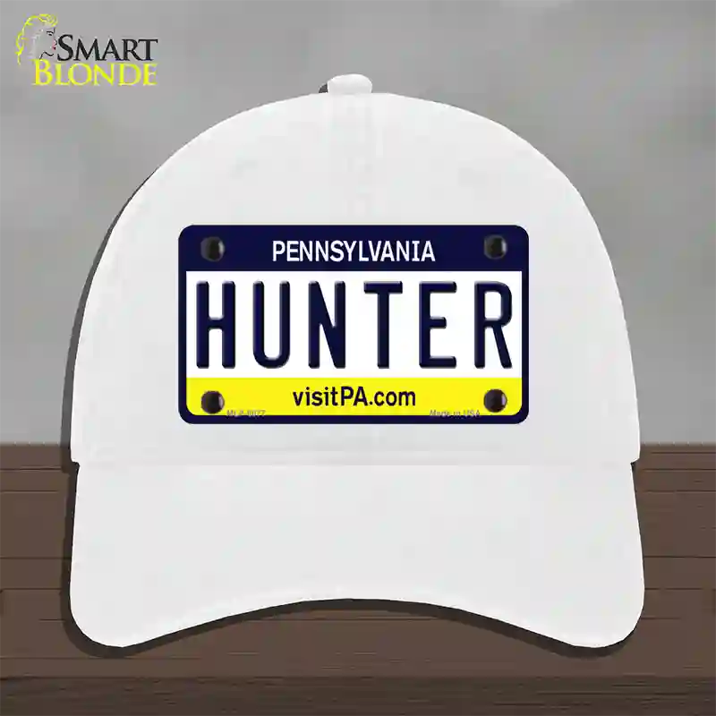 Hunter Pennsylvania State Novelty License Plate Hat Unconstructed Cotton / White