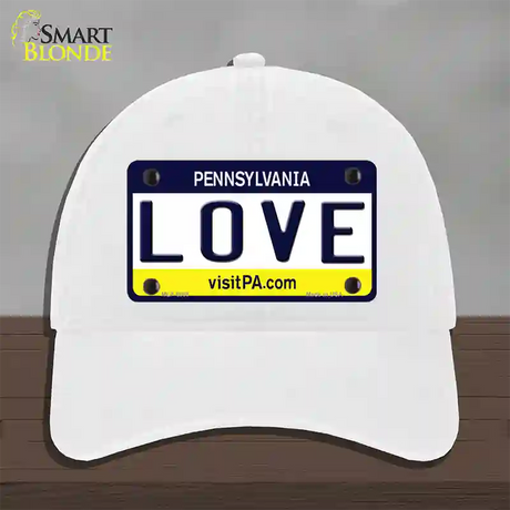 Love Pennsylvania State Novelty License Plate Hat Unconstructed Cotton / White