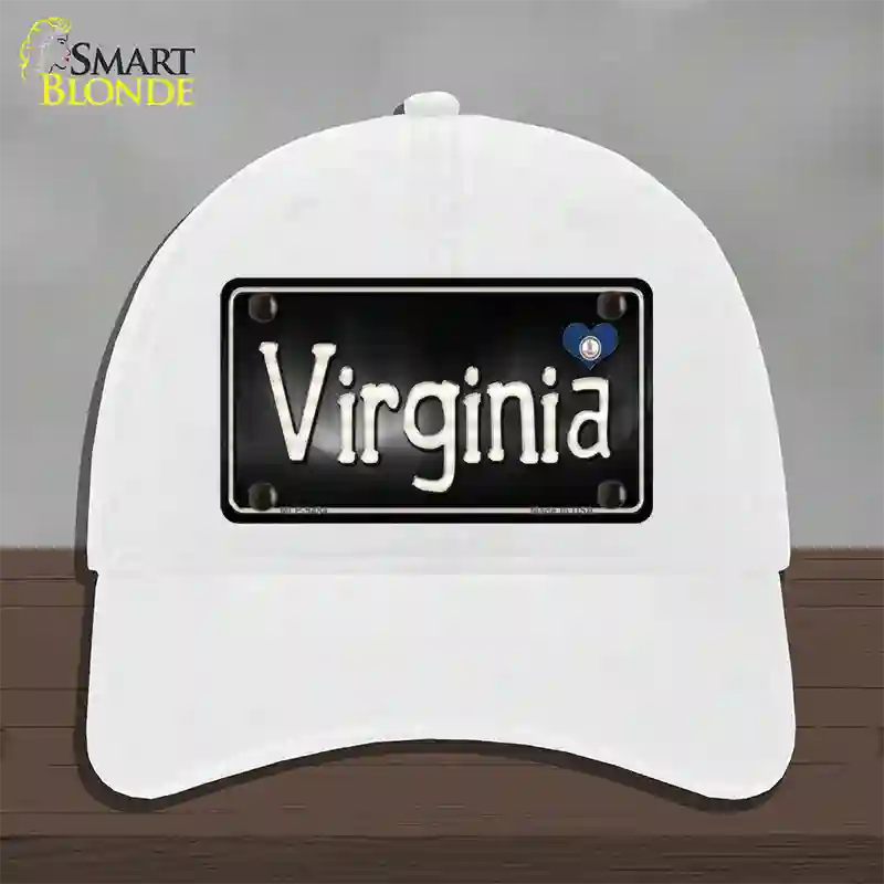 Virginia Flag Script Novelty License Plate Hat Unconstructed Cotton / White