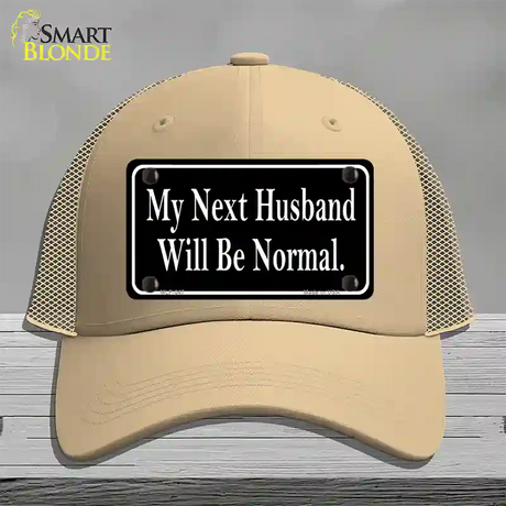 My Next Husband Novelty License Plate Hat Mesh / Khaki