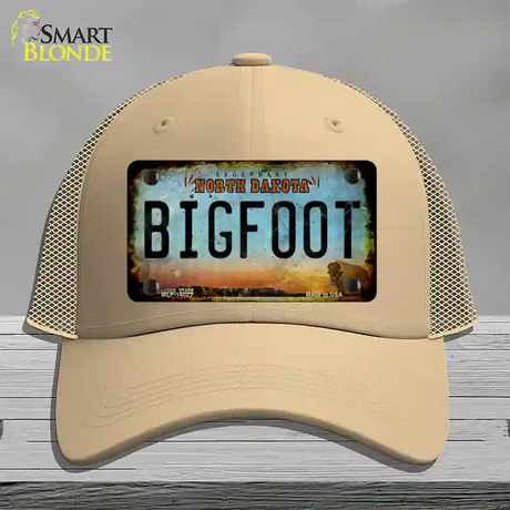 Bigfoot North Dakota Novelty License Plate Hat Tag Mesh / Khaki