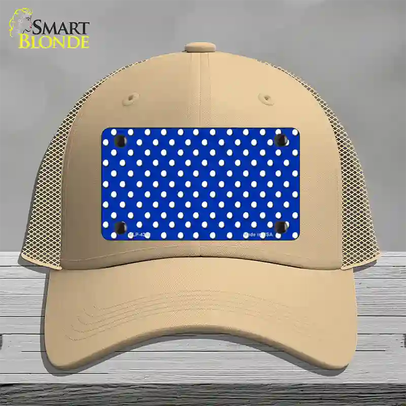 Blue Polka Dot Novelty License Plate Hat Mesh / Khaki