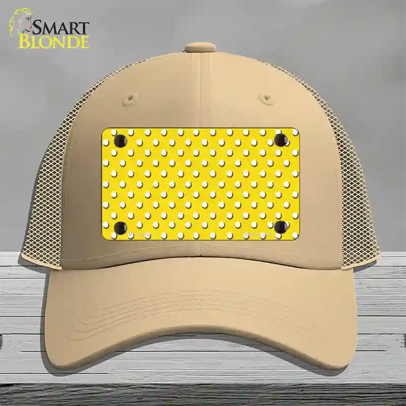 Yellow Polka Dot Novelty License Plate Hat Mesh / Khaki