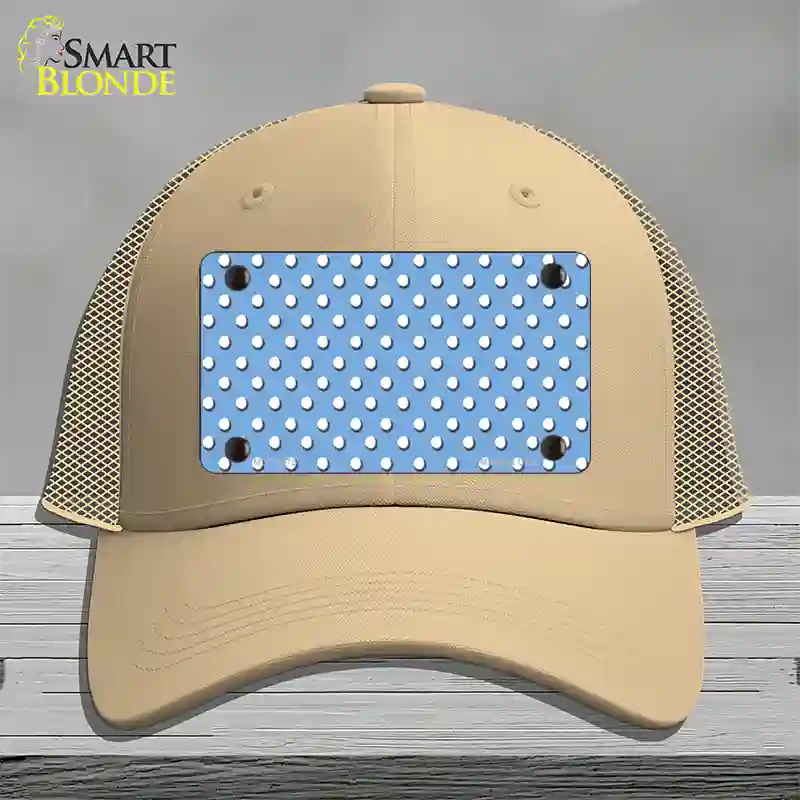 Light Blue Polka Dot Novelty License Plate Hat Mesh / Khaki