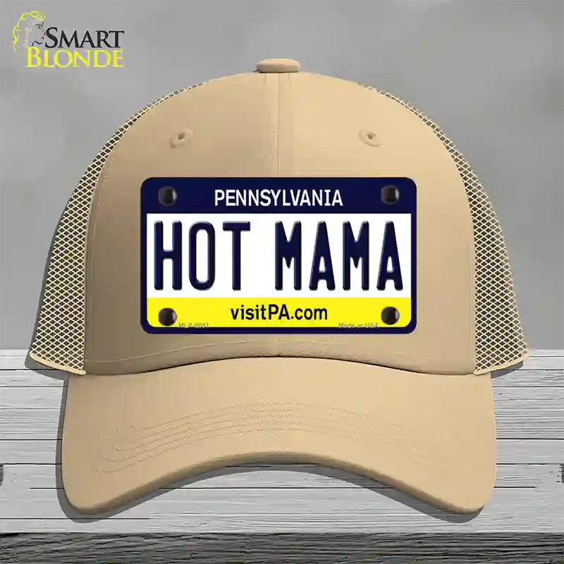 Hot Mama Pennsylvania State Novelty License Plate Hat Mesh / Khaki