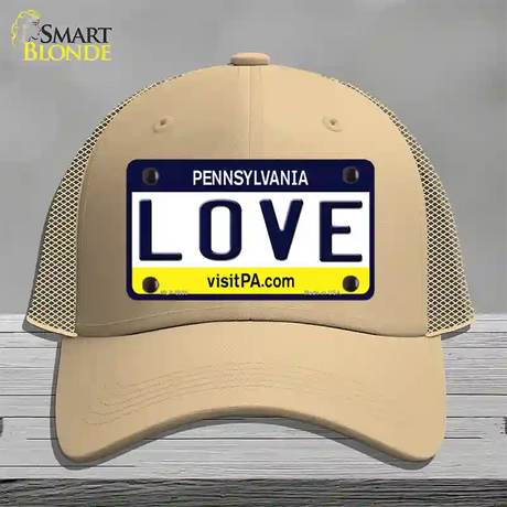 Love Pennsylvania State Novelty License Plate Hat Mesh / Khaki