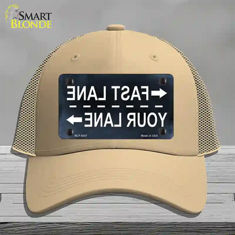 Fast Lane Your Lane Novelty License Plate Hat Mesh / Khaki