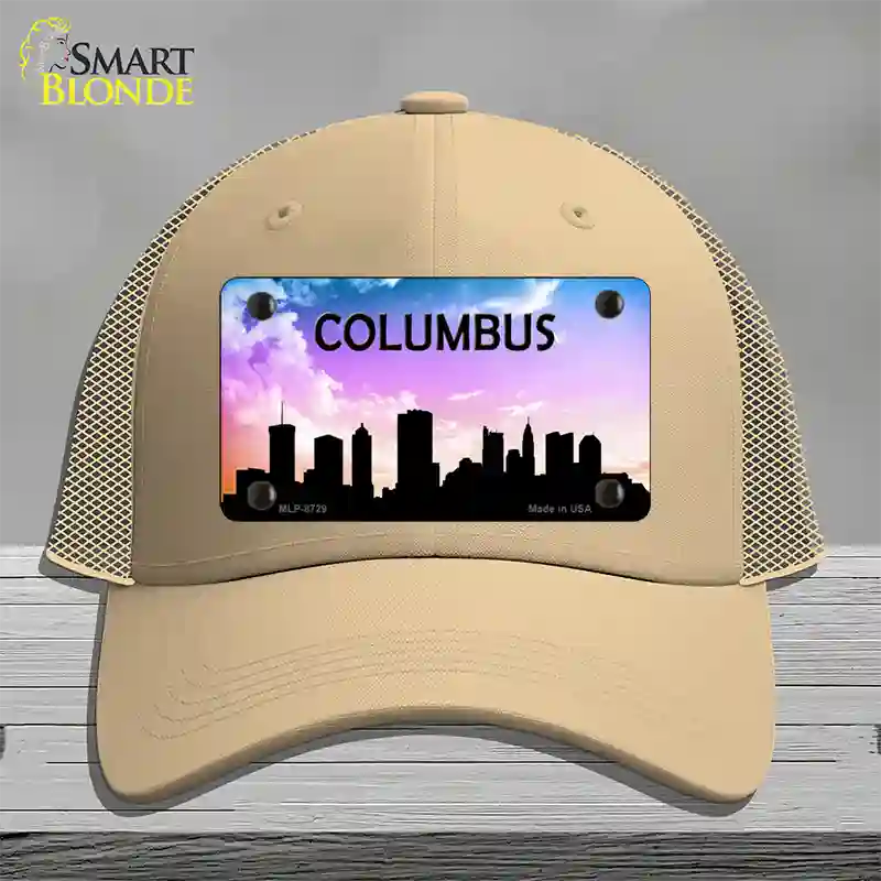 Columbus Silhouette Novelty License Plate Hat Mesh / Khaki