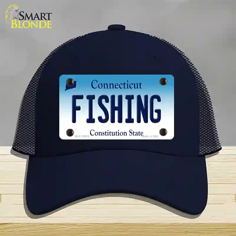 Fishing Connecticut Novelty License Plate Hat Mesh / Navy