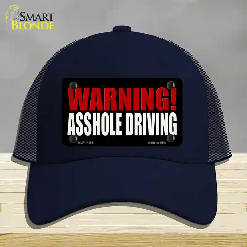 Warning Asshole Driving Novelty License Plate Hat Mesh / Navy