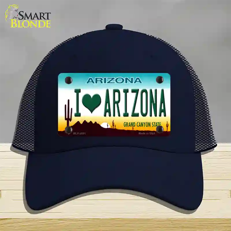 I Love Arizona Novelty License Plate Hat Mesh / Navy