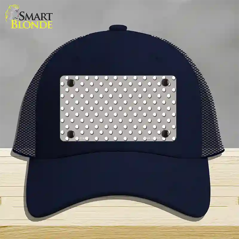 Grey Polka Dot Novelty License Plate Hat Mesh / Navy