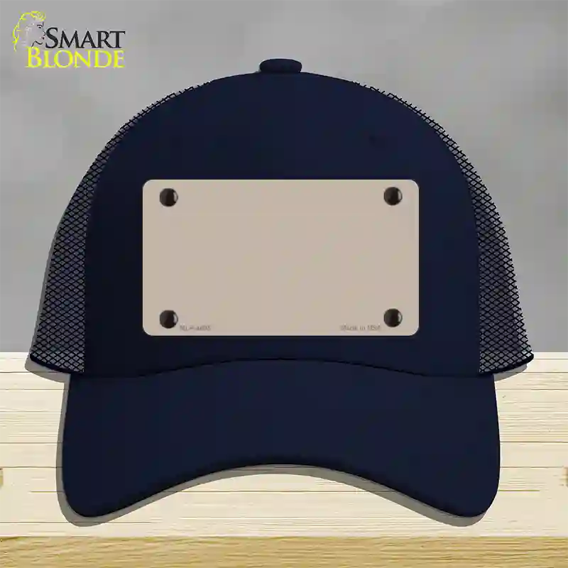Tan Solid Novelty License Plate Hat Mesh / Navy