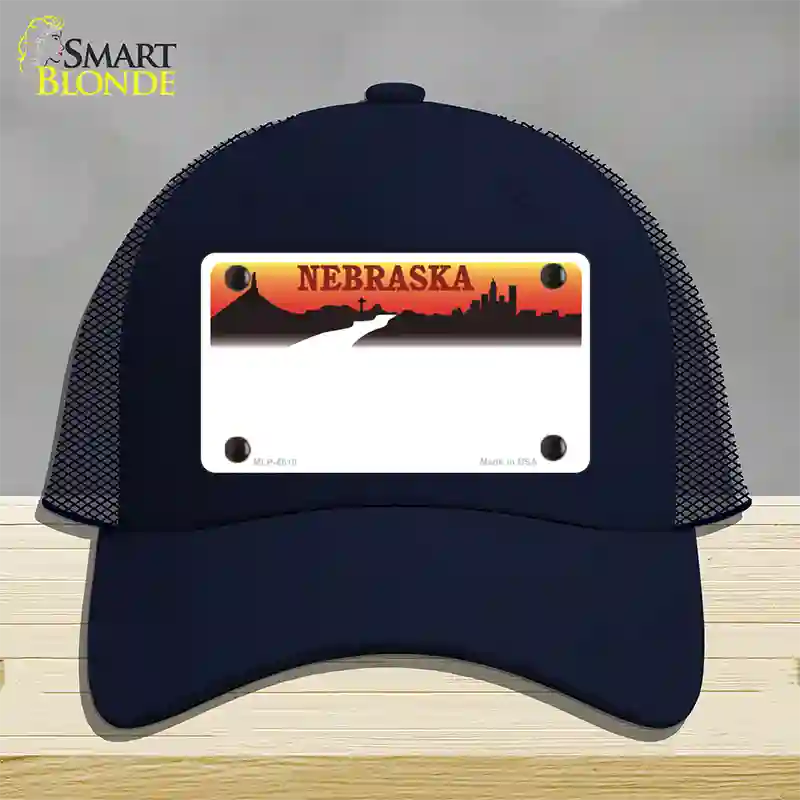 Nebraska Amber State Blank Novelty License Plate Hat Mesh / Navy