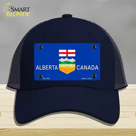 Alberta Canada Novelty License Plate Hat Mesh / Navy