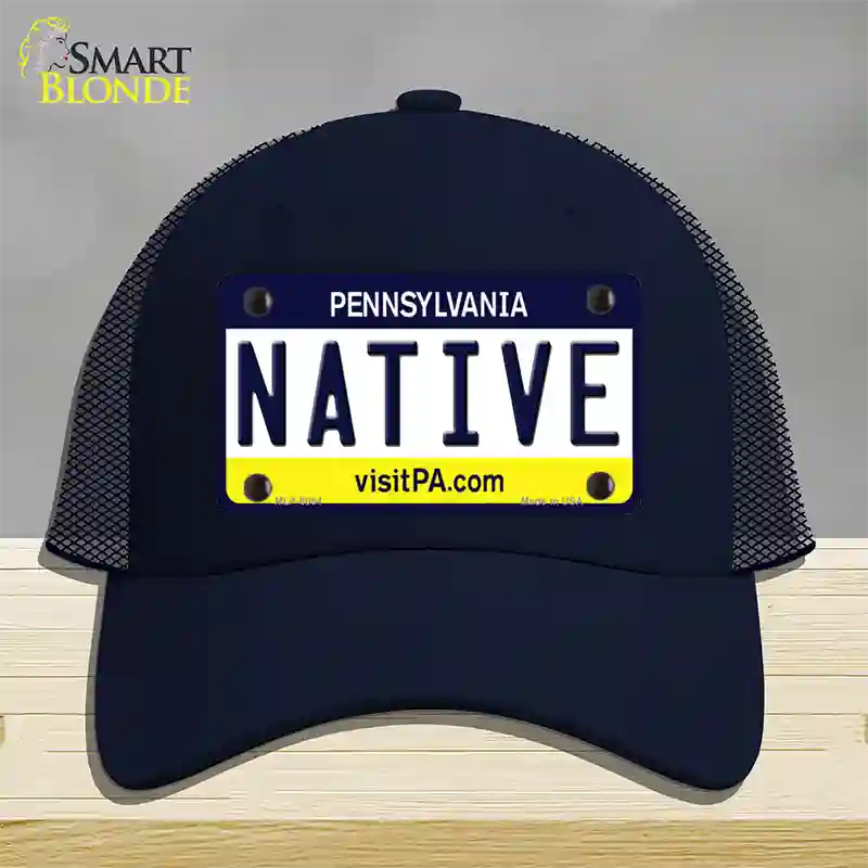 Native Pennsylvania State Novelty License Plate Hat Mesh / Navy