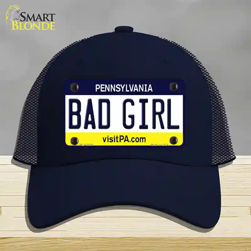 Bad Girl Pennsylvania State Novelty License Plate Hat Mesh / Navy