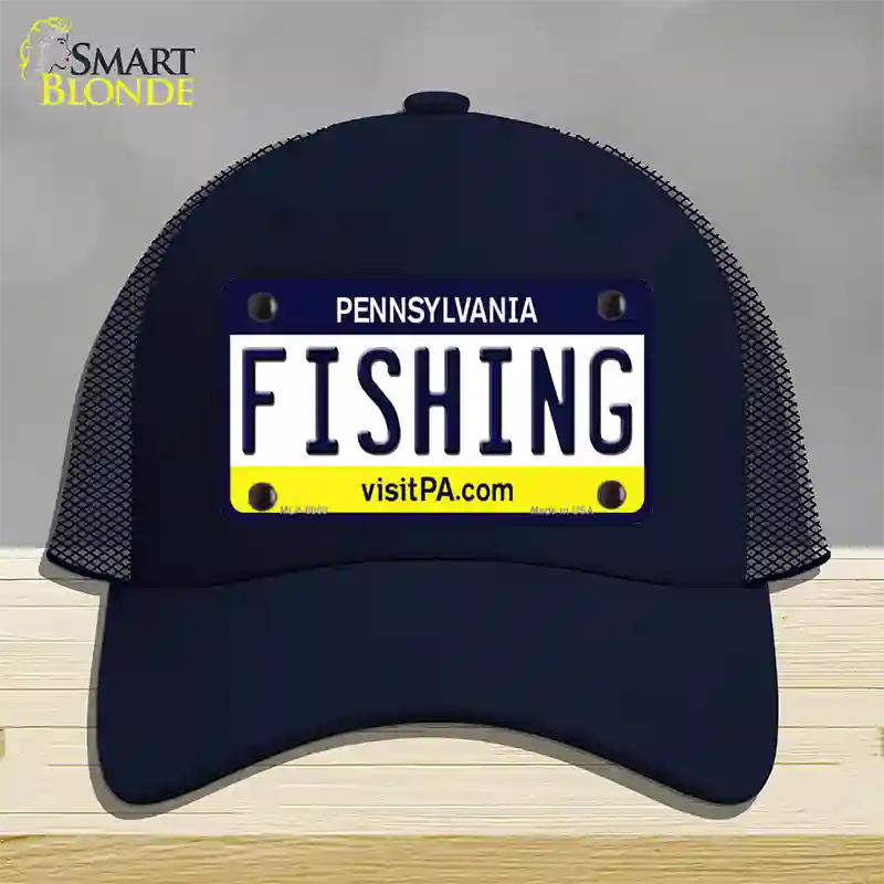 Fishing Pennsylvania State Novelty License Plate Hat Mesh / Navy