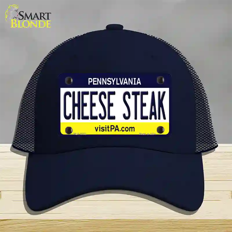 Cheese Steak Pennsylvania State Novelty License Plate Hat Mesh / Navy