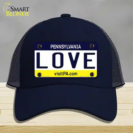 Love Pennsylvania State Novelty License Plate Hat Mesh / Navy