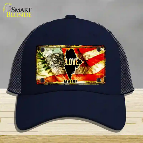 Maine Love Novelty License Plate Hat Mesh / Navy