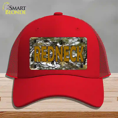 Redneck Camo Novelty License Plate Hat Mesh / Red