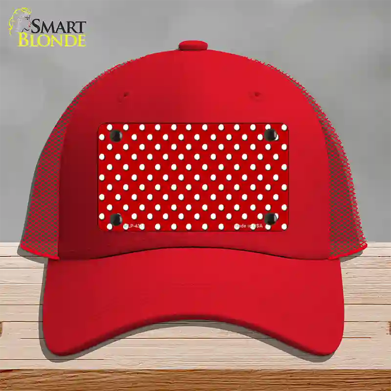 Red Polka Dot Novelty License Plate Hat Mesh / Red