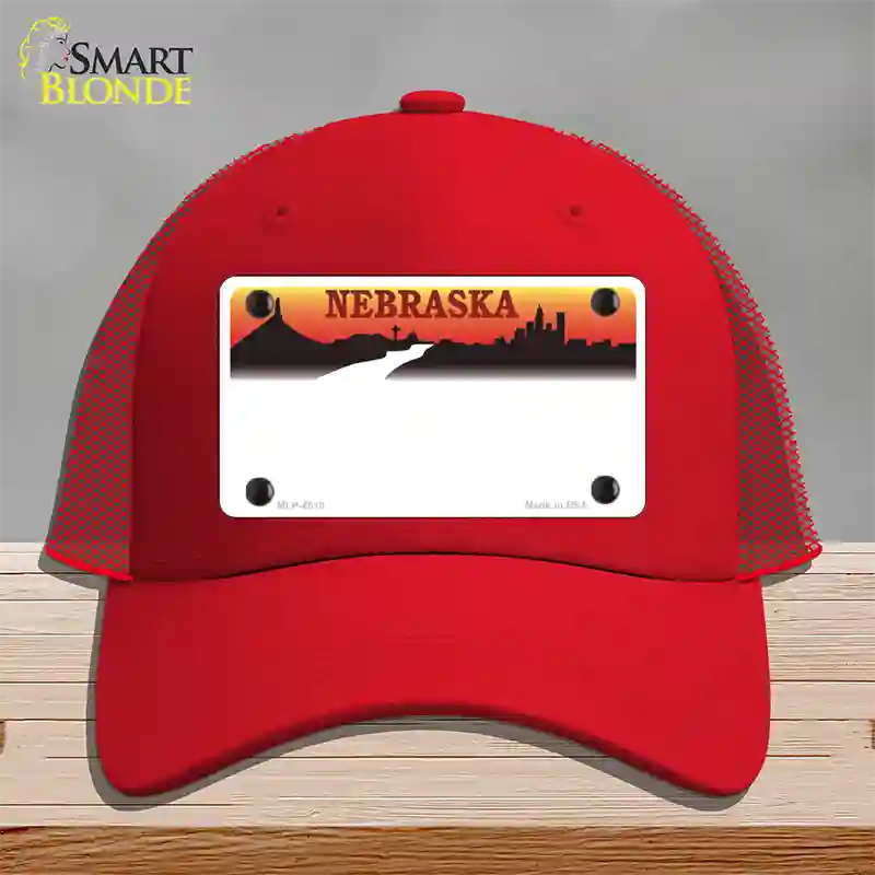 Nebraska Amber State Blank Novelty License Plate Hat Mesh / Red