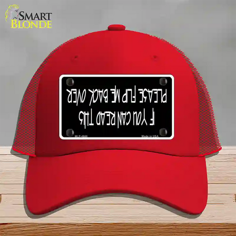 Flip Me Over Metal Novelty License Plate Hat Mesh / Red