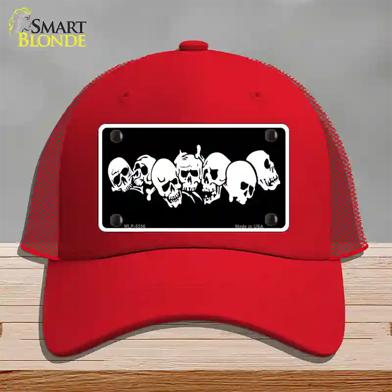 Skulls Novelty License Plate Hat Mesh / Red