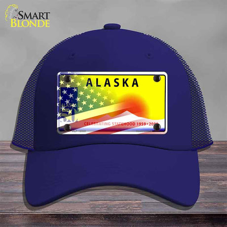 Alaska with American Flag Novelty License Plate Hat HAT-MLP-12330