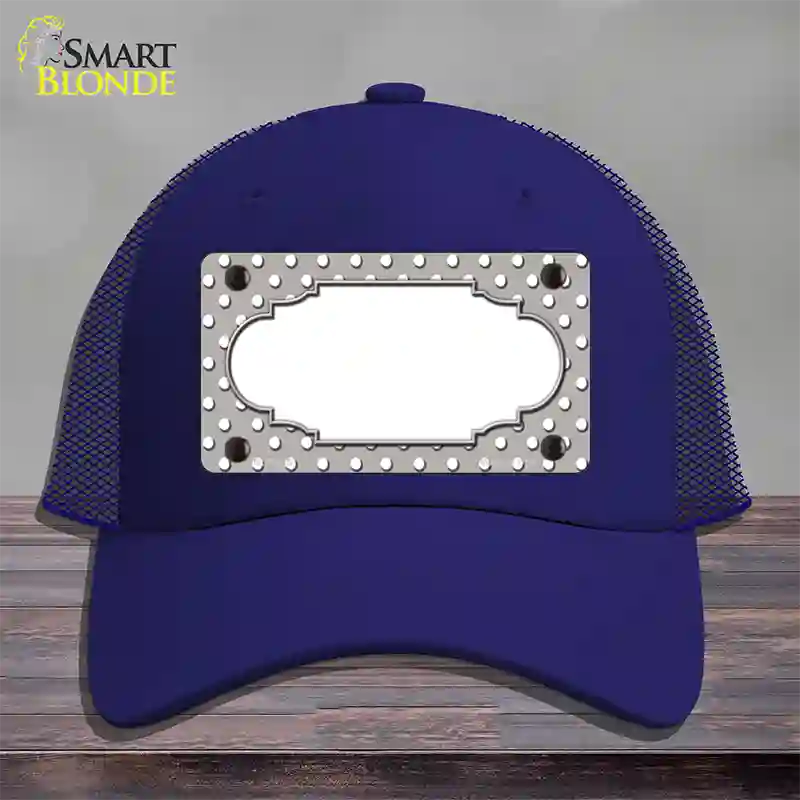Scallop Grey White Polka Dot Novelty License Plate Hat Mesh / Royal Blue